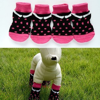 1011 4 Pcs/ Set Cute Puppy Dogs Pet Knitted Socks Anti Slip Skid Bottom Color Ra