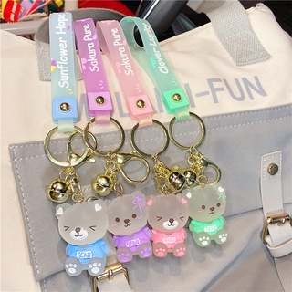 Creative cartoon cute jelly bear keychain pink girlish backpack pendant gift student schoolbag pendant (4)