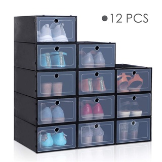 12Pcs Large Flip-open Storage Box Foldable Stackable AJ Shoebox New Shoe Rack Shoe Cabinet Storage O