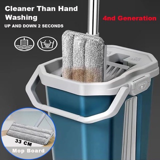 Mop 360 Spin Free Hand Self Wash Floor Rotating Mop 2in1 Squeeze Dry Flat Lazy Mops With Bucket