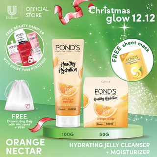 [Bundle] POND’S Hydrating Jelly Orange Nectar Facial Wash 100g and Moisturizer 50g for Hydrated Skin