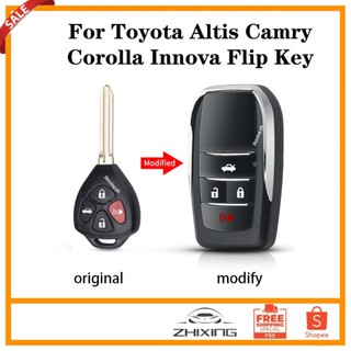 Zhixing for Toyota Altis Corolla Innova Camry RAV4 Venza Yaris accessories car key remote control flip cover kit with logo