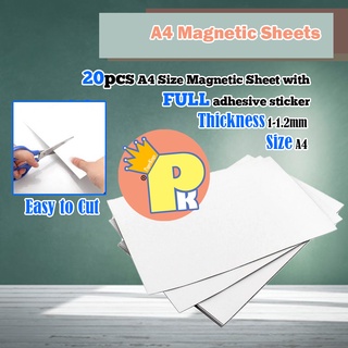 20 pcs A4*1-1.2mm Rubber Magnet Flexible Magnetic Sheet (with adhesive)
