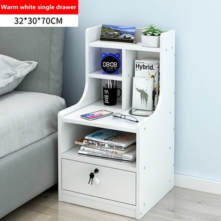 Bedside Cabinet Home Nightstand 2 Drawer Pedestal with Lock Solid Wood Cabinets