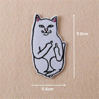 Funny Finger Cat On Applique Patch Badge DIY Fabric Iron