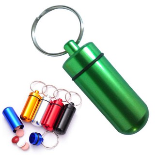 New Waterproof Aluminum Medicine Pill Box Case Bottle Holder Container Keychain