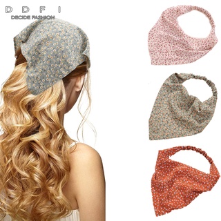 DDFI - European and American pastoral style triangle scarf women's hair elastic elastic band floral Baotou triangle scarf hair band headband