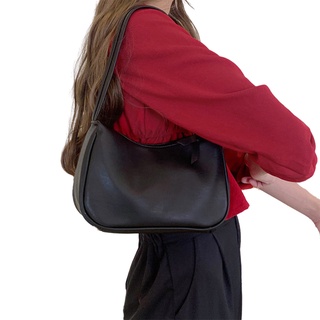 Women PU Leather Shoulder Bag Solid Color Armpit White Bag French Subaxillary Bag Designer Handbag V