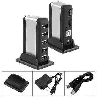 FT✿Portable 7 Port High Speed USB 2.0 HUB with Power Adapter 50cm 5V for PC Laptop