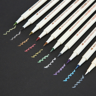 COD 10 Colors Metallic Marker Pen DIY Scrapbooking Crafts Soft Brush Pen/Art Marker Pen Highlighter