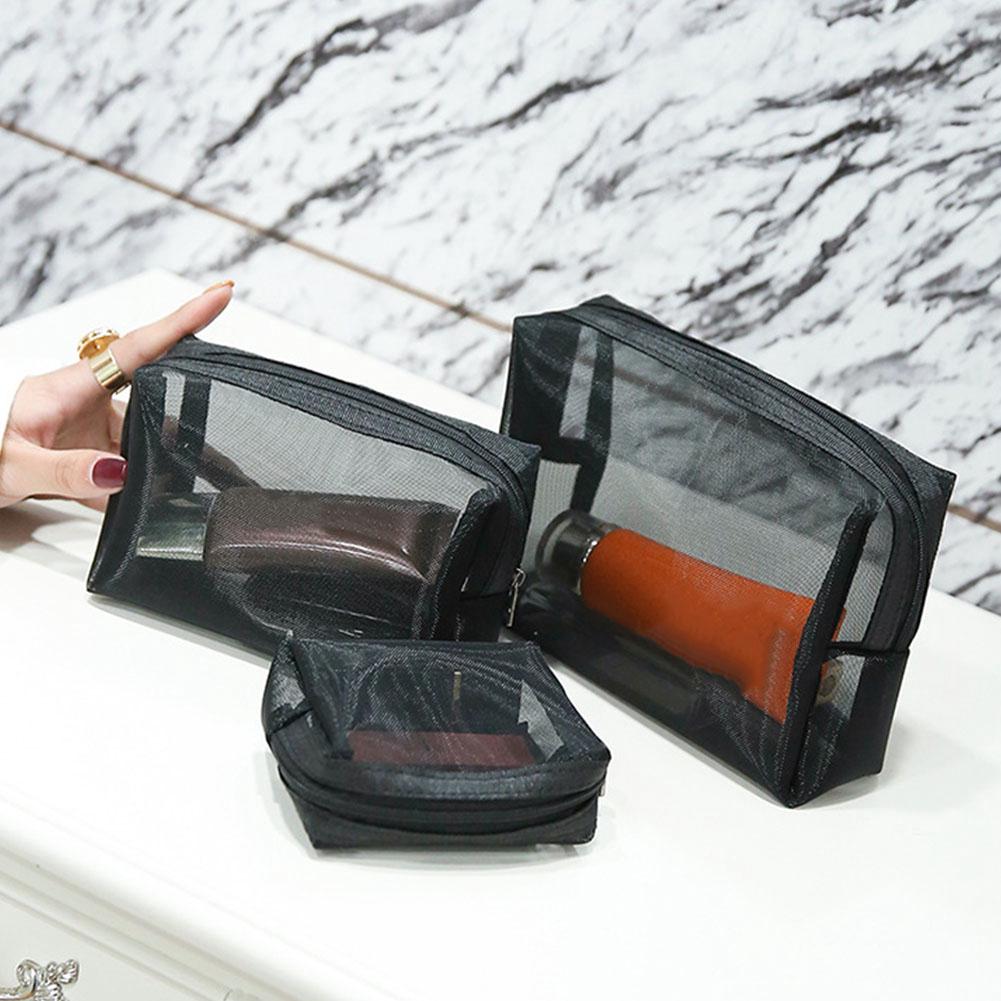 Transparent Cosmetic Zipper Makeup Bag Multifunction Portable Organizer Mesh Travel Storage Toiletry
