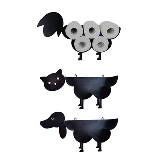 【Ready Stock】▥▽1PC Black Sheep Cat Dog Roll Holder Wall-mounted Toilet Paper Metal Free-standing Bat