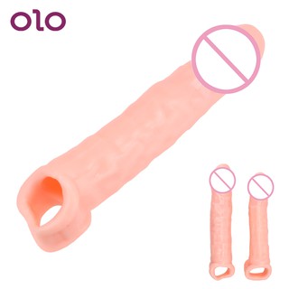 OLO Rubber Dick Male Cock Extender Penis Sleeve Penis Extender Sleeve Reusable Condoms Dildo Penis S