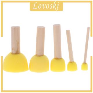 [LOVOSKI] 5 Pieces Wooden Handle Stencil Sponge Brush Craft Art Painting Tools Yellow