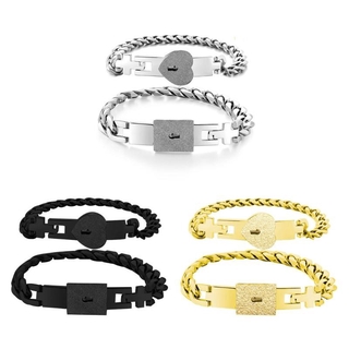 ONG 2Pcs Silver Tone Stainless Steel Lover Heart Love Lock Bracelet with Lock Key Bangles Kit Couple Jewelry Sets Gift die cuts for scrapbooking boy
