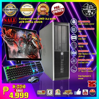 Computer set Mid Gaming AMD a4 5300 4gb ddr3 160gb hdd amd radeon graphics(Jeffdata)