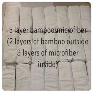Cloth Diaper Insert 5 Layer BAMBOO/MF