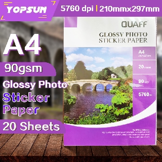 Quaff 90Gsm Photo Sticker Glossy A4 Size 20 Sheets