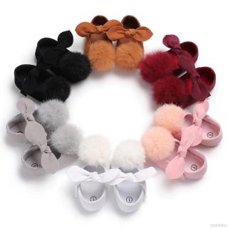 【dudubaba】Baby Shoes,Newborn Girl PU Pompom Anti-Slip Soft Sole Casual Flat Shoe, Prewalker Shoe Fit For 0-18 Months Old