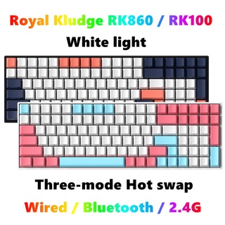 Royal Kludge RK860 RK100 Mechanical Keyboard Three Mode Hot Swappable 100 Keys Bluetooth Wireless Wh