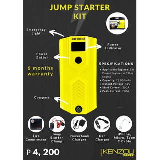 Kenzou Jump Starter 13,000mAh Power Bank Kit