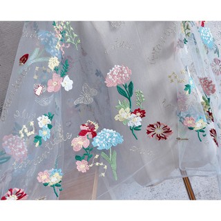 ✵✾❧Tulle Lace Fabric with Floral Embroidery / Kain Lace Bersulam (6)