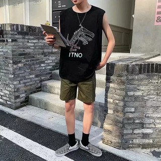 Cartoon Vest Vest Male Korean Loose Sport Sleeveless T-Shirt (8)