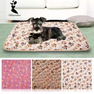 Paw Print Soft Coral Velvet Cat Dog Puppy Blanket Warm Bed (2)