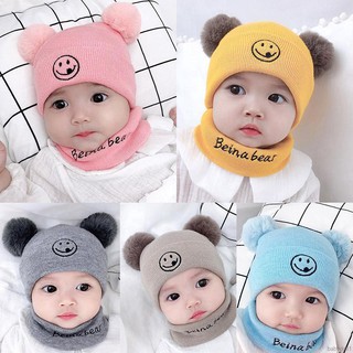BBDoll Baby Girls Boys Scarf Smile Print Hat Ball Design Collar Scarves Neckerchiefs Headwear