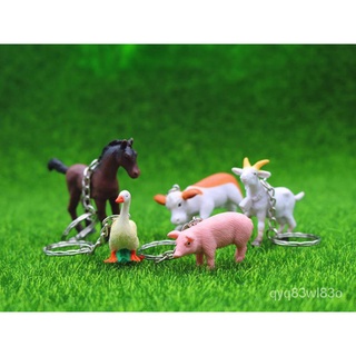 Farm Animal Keychain Bag Car Key Chain Cute Horse cow duck pig sheep Pendant Figure Keyring Birthday