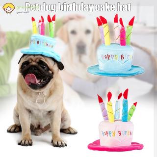 GM Cute Dog Cat Birthday Cake Hat Pet Cap Pet Hat with 5 Color Candles Design Party Accessory