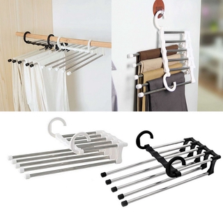 Multi-functional 5 in 1 Pant Rack Shelves Stainless Steel Clothes Wardrobe Magic Hanger