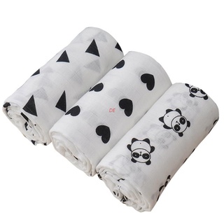 DE 3pcs Muslin Blanket Cotton Baby Swaddle Bamboo Soft Newborn Bath Towel Gauze Infant Wrap Sleepsac