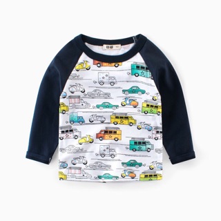 Heavy Cotton Girl Boy Car Long T-shirt Baby Loose Top (1)