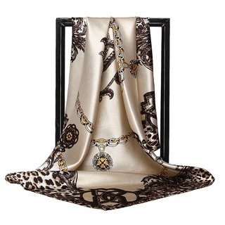 Fashion Kerchief Silk Satin Neck Scarf For Women Print Hijab Scarves Female 90*90cm Square Shawls and Wraps