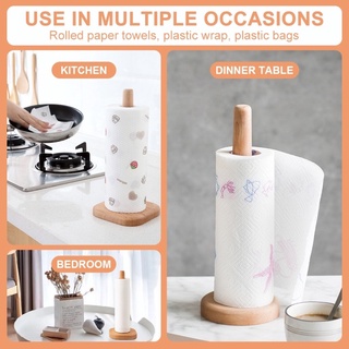 Countertop Vertical Tissue Holder Rack Bamboo Paper Towel Stand for Kitchen Living Room Bedroom Home (5)