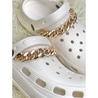 Crocs platform high-heeled sandals for women, lightweight all-rubber, chain decoration