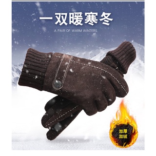 Men's Suede Gloves Winter Riding Cold-Proof Thermal Extra Thick with Fleece Winter Cycling Motorcycl (3)