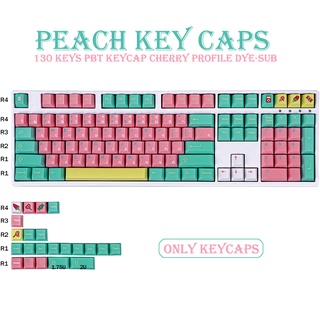 130 Keys PBT Keycap Cherry Profile DYE-SUB Personalized Peach Keycaps For Mechanical Keyboard 61 64 84 108 Layout (1)