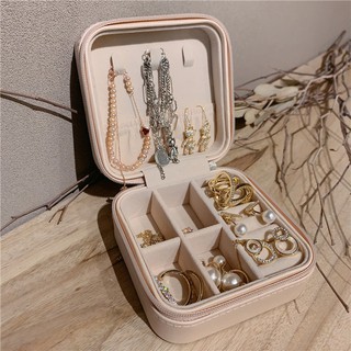 【Miss Can't Miss】P028 Portable Accessories Box Travel Organizer Mini PU Leather Storage for Rings Earrings Necklace Single Layer Jewelry Box