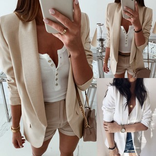 ♡ingramgogo♡ Women Loose Blazer Long Sleeve Casual Jacket Ladies Office Wear