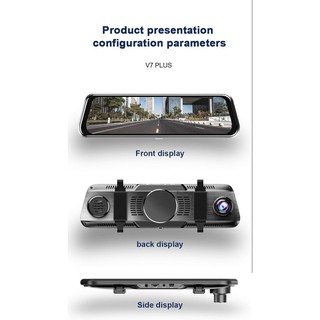 Lenovo V7 Plus Touch Screen HD Dash Cam Dual Rearview Mirror Car Camera (4)