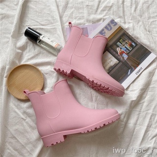 ☋▥2021 summer trendy rain boots rain boots female adult middle tube Martin boots water shoes non-sli