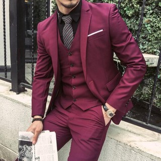 Spot-High-Quality 3-Piece Business Formal Suit For Men Men Blazer With Vest Pants Set