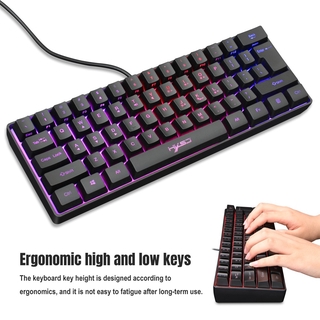 Gaming Keyboard RGB Lighting 61-key Mini Keyboard Multiple Shortcut Key Combinations【Rauun】 (1)