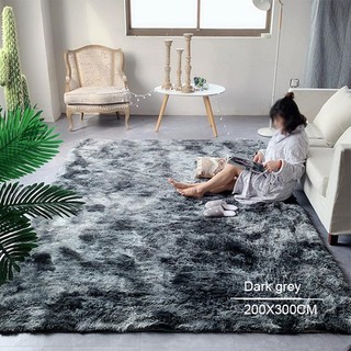 Multi-size Soft Faux Shaggy Area Floor Rugs Tone Tie-dyeing Gradient Carpet Square for Living Room