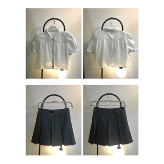 Gray Pleated Skirt Women's Clothing Summer Hot Girl Women's Skirts Plaid College Wind Set aWord Skirt Skirt (8)
