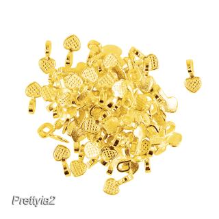 100x Shiny Gold Heart Glue on Bails Setting For Necklaces Pendant