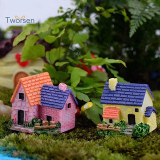 Tworsen Fairy Miniature Resin House Villa Micro Landscape Bonsai
