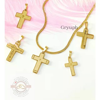[GRYU.PH] 18k STAINLESS GOLD CROSS with PRAYER WORDS PENDANT ONLY JEWELRY MEN and WOMEN'S JEWELRY